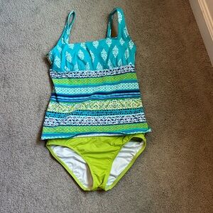 Lands' End Blue and Green tankini